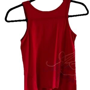Armani Exchange Red Tank Top - Sleeveless Relaxed Fit Open Back Graphic Size XS